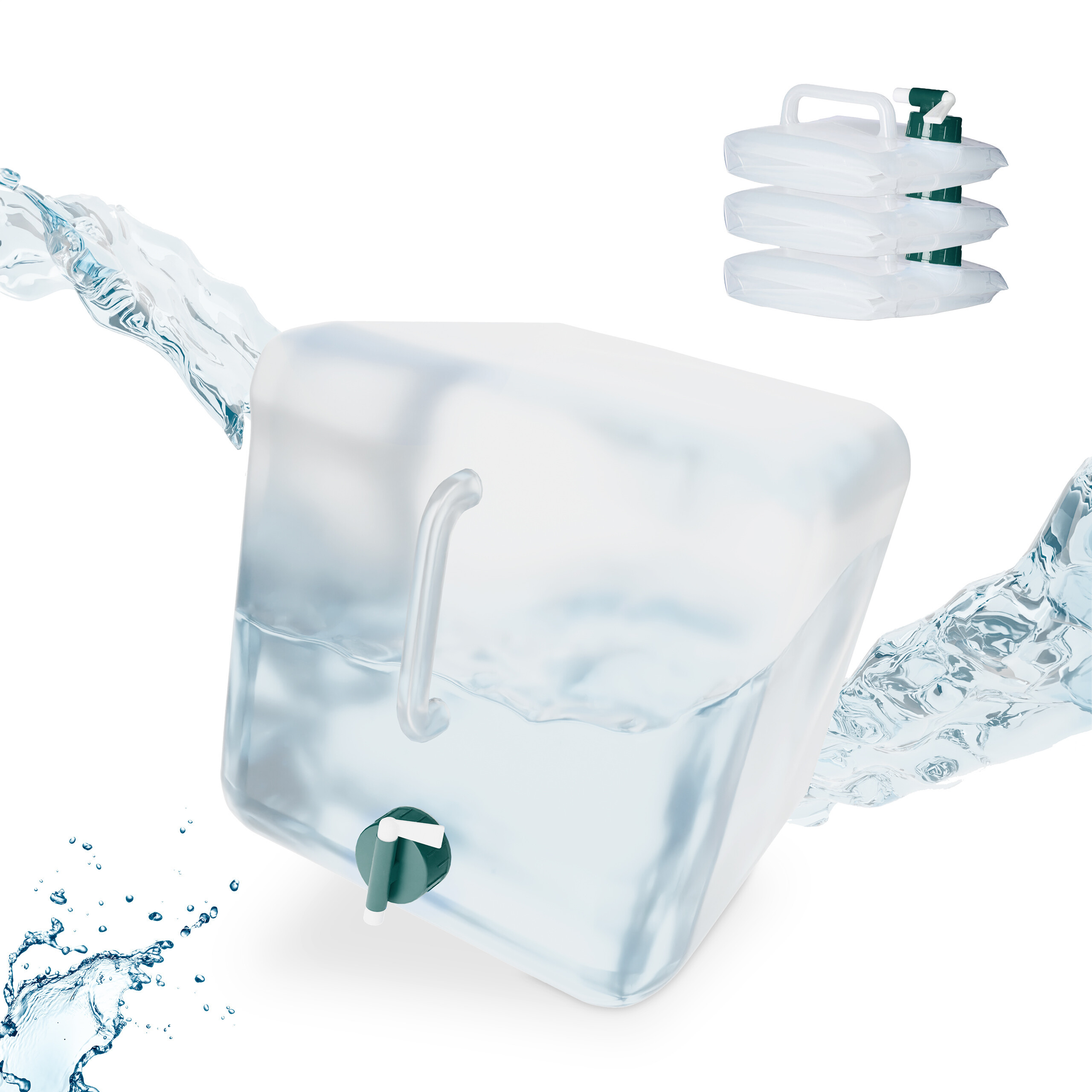 4x Folding Canisters In Transparent/green - 20