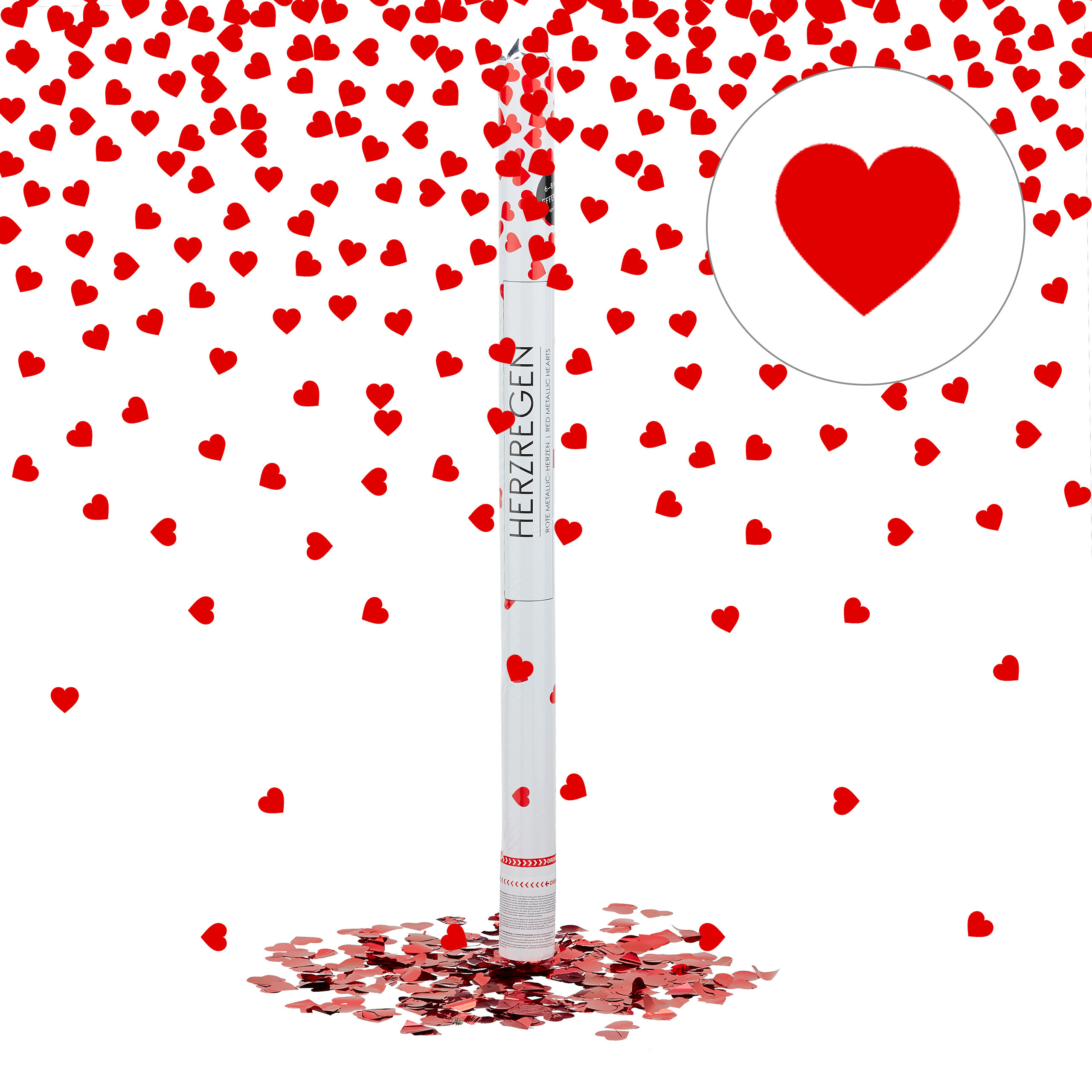 E-shop Party Popper Herzen in Rot - 80 cm