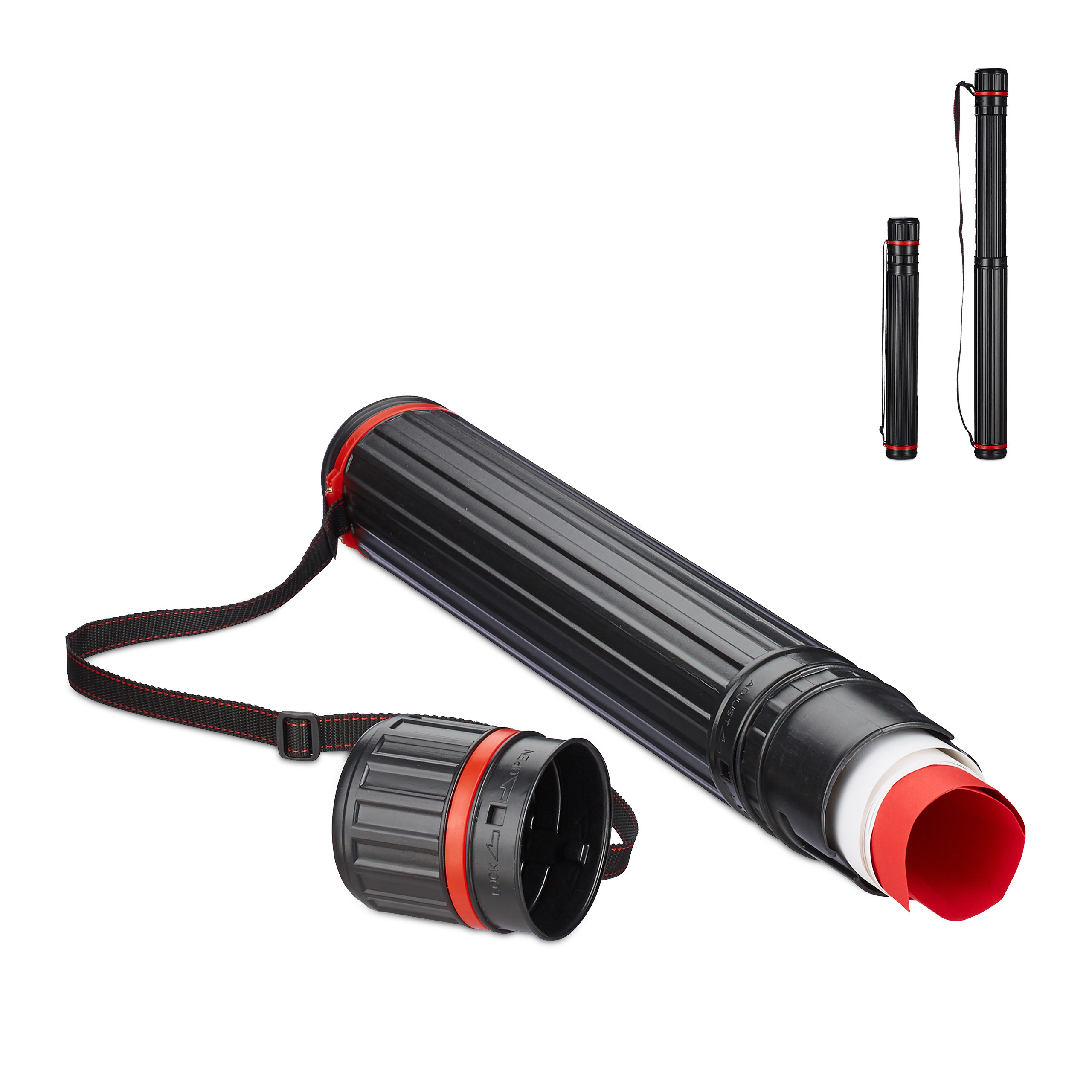 Telescopic Poster Roller In Black - (l)64 - 107 Cm