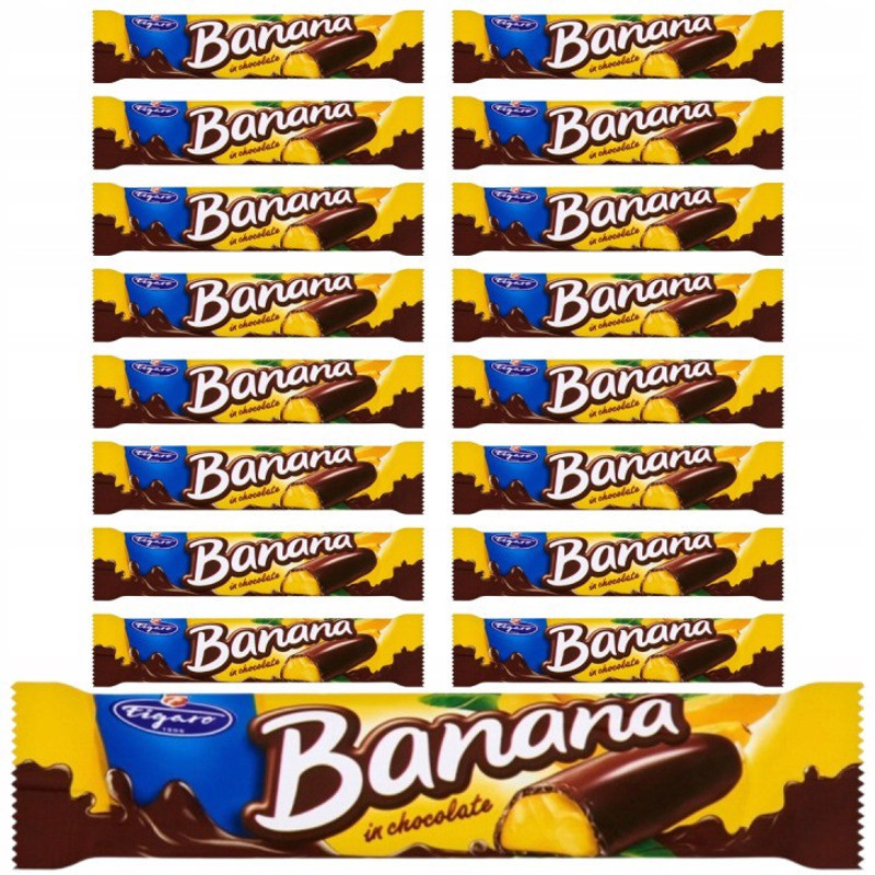 Image of Figaro Panna With Banana Flavor In Chocolate 25g X 16pcs