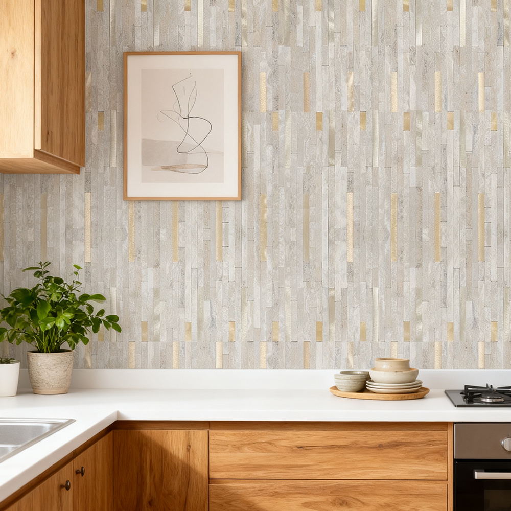 TEMU Life Ideas 12 Sheets Stone Peel And Stick Backsplash - Stone Look Pvc Wall Tile For Kitchen And Bathroom, Self-adhesive Wall Panels, Easy Diy