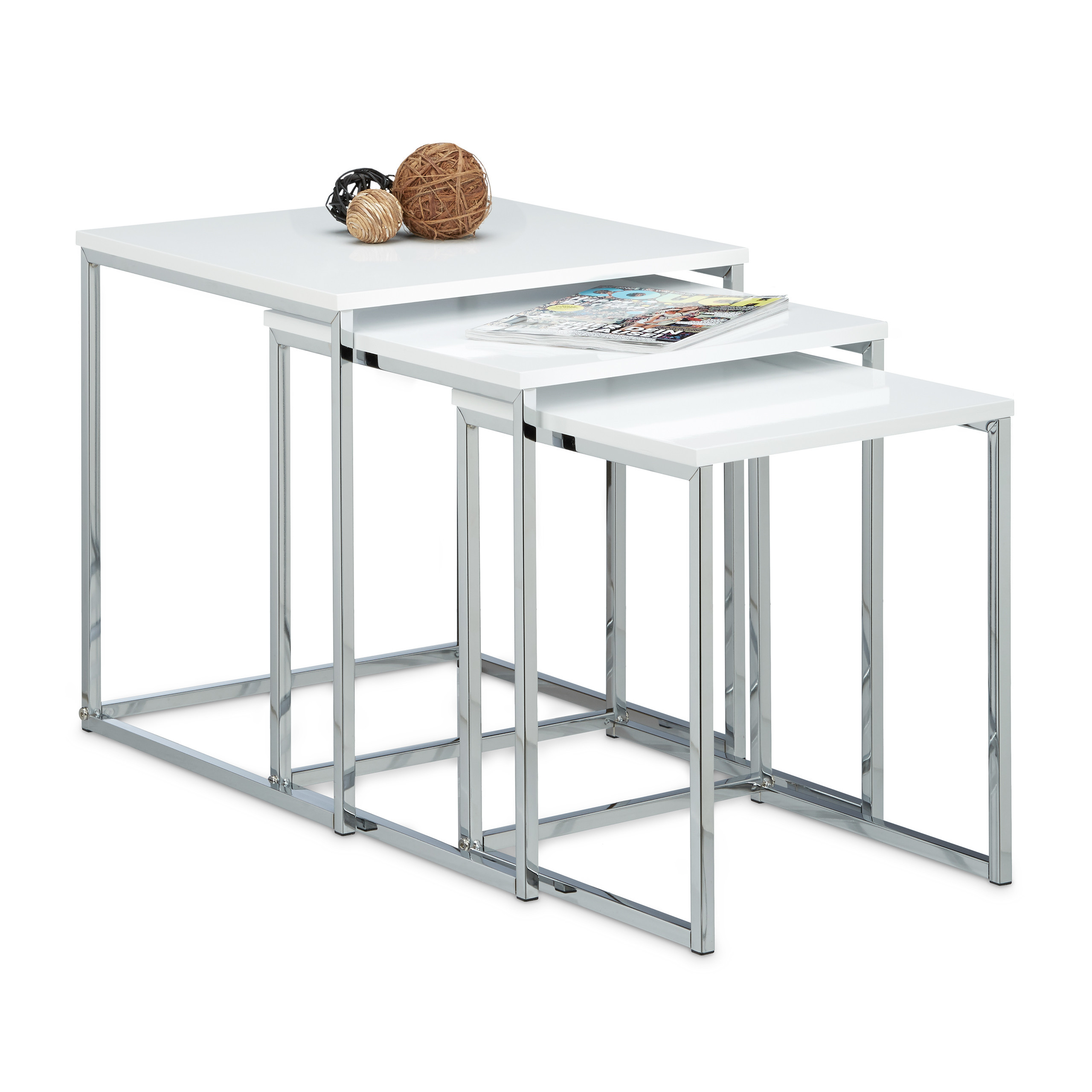 3 Side Tables In White