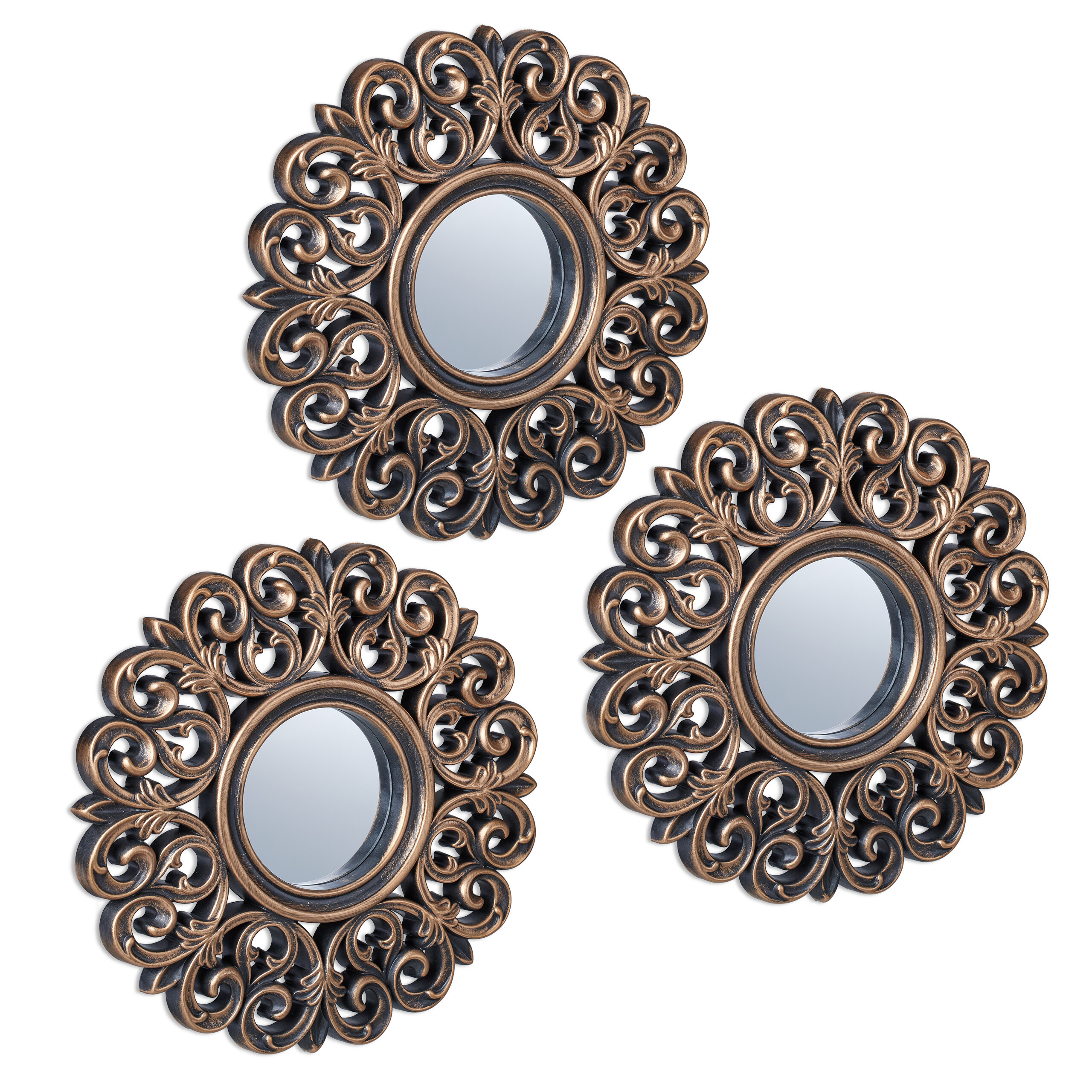 3 X Bronze/black Mirrors - Ø 25 Cm