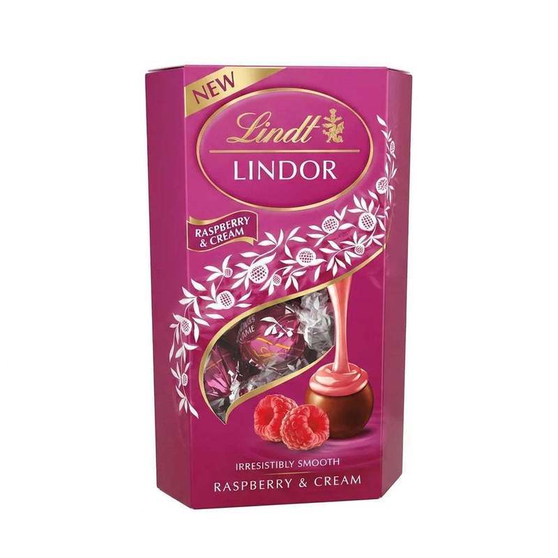 Image of Lindt Lindor Raspberry & Cream Balls Cornet 200g