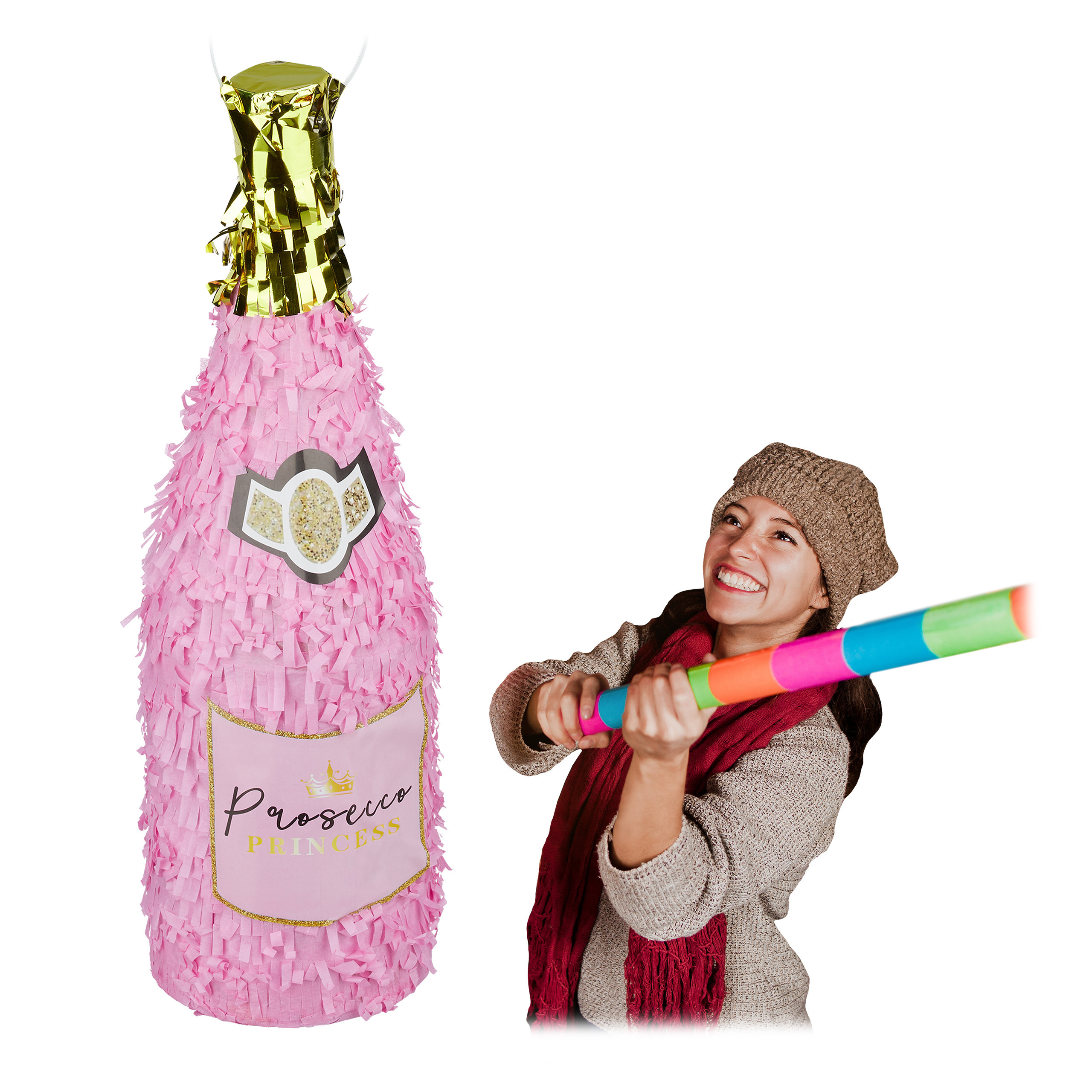 Piñata Bottle In Pink/golden