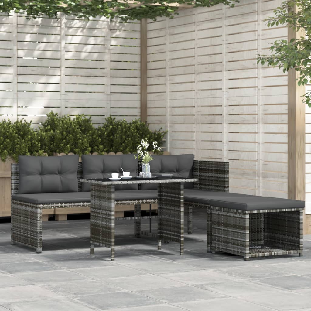 Vidaxl Garden Dining Set 4pcs, Garden Furniture Set With Cushions, Garden Furniture Seating Group , Rattan Furniture Lounge Sofa, Grey Poly Rattan