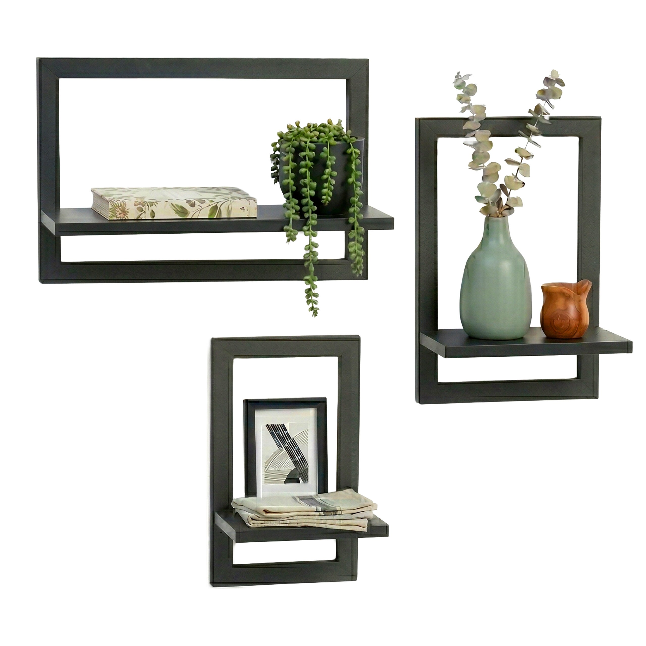 3-piece Wall Shelf Set In Black