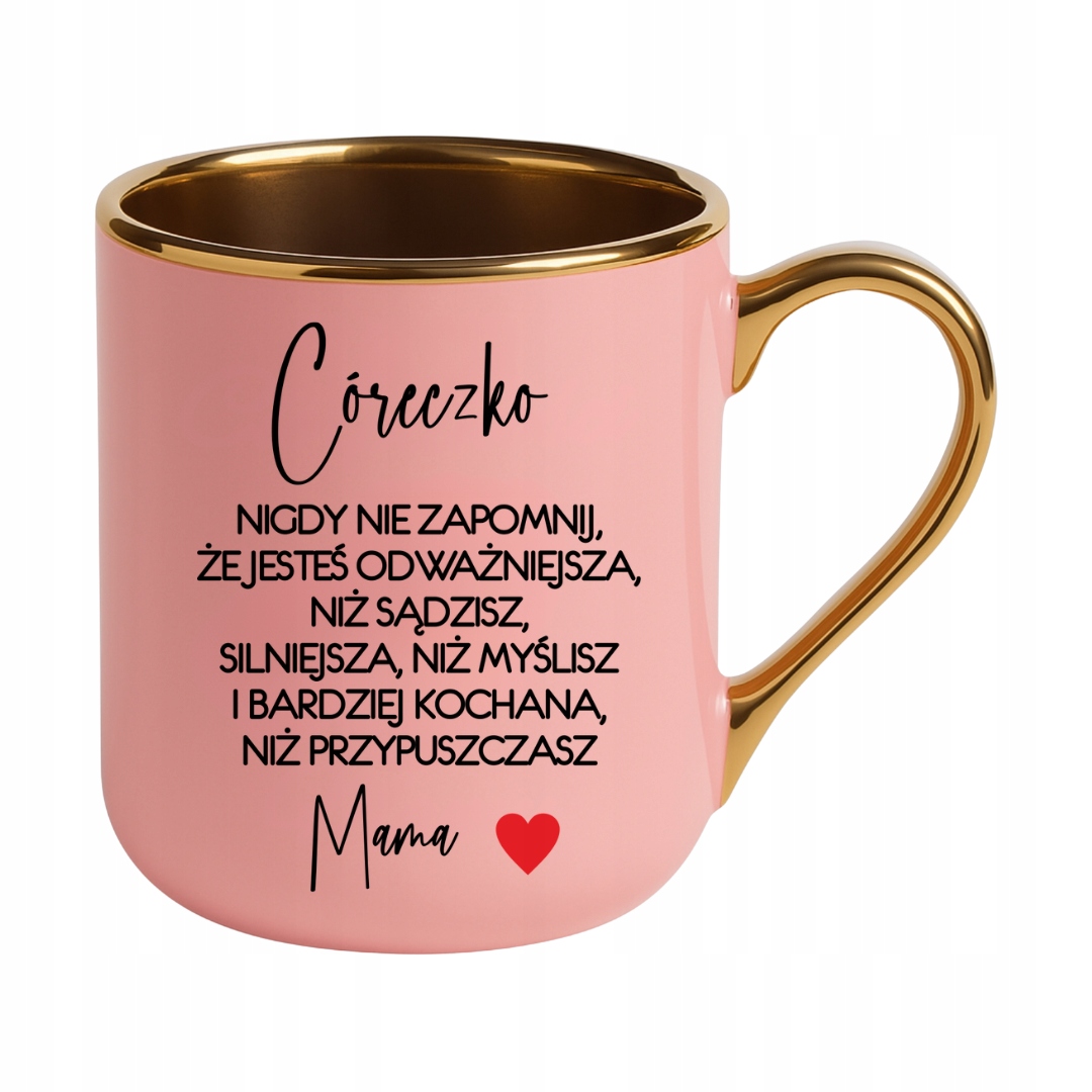 TEMU Mug For Daughter With An From Mom • Gift For Daughter • Pink Mug With A Gold Handle • Personalized Gift | Funny Mug | Mugs | Mugs With Print |