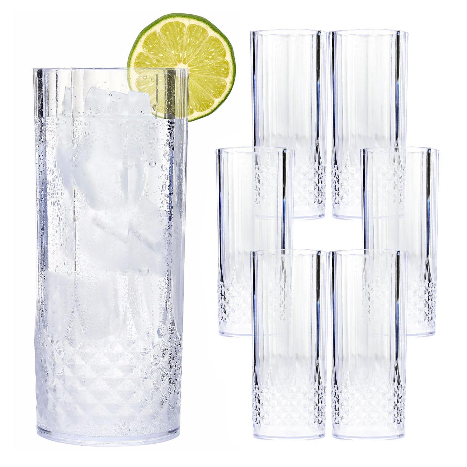 TEMU & Brown 24 Pack Effect Plastic Glasses - Reusable For Parties (highball)