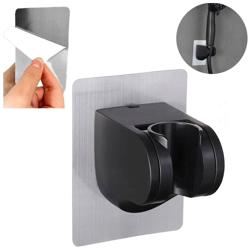 Adjustable Shower Head Holder Without Drilling, Black, Chrome