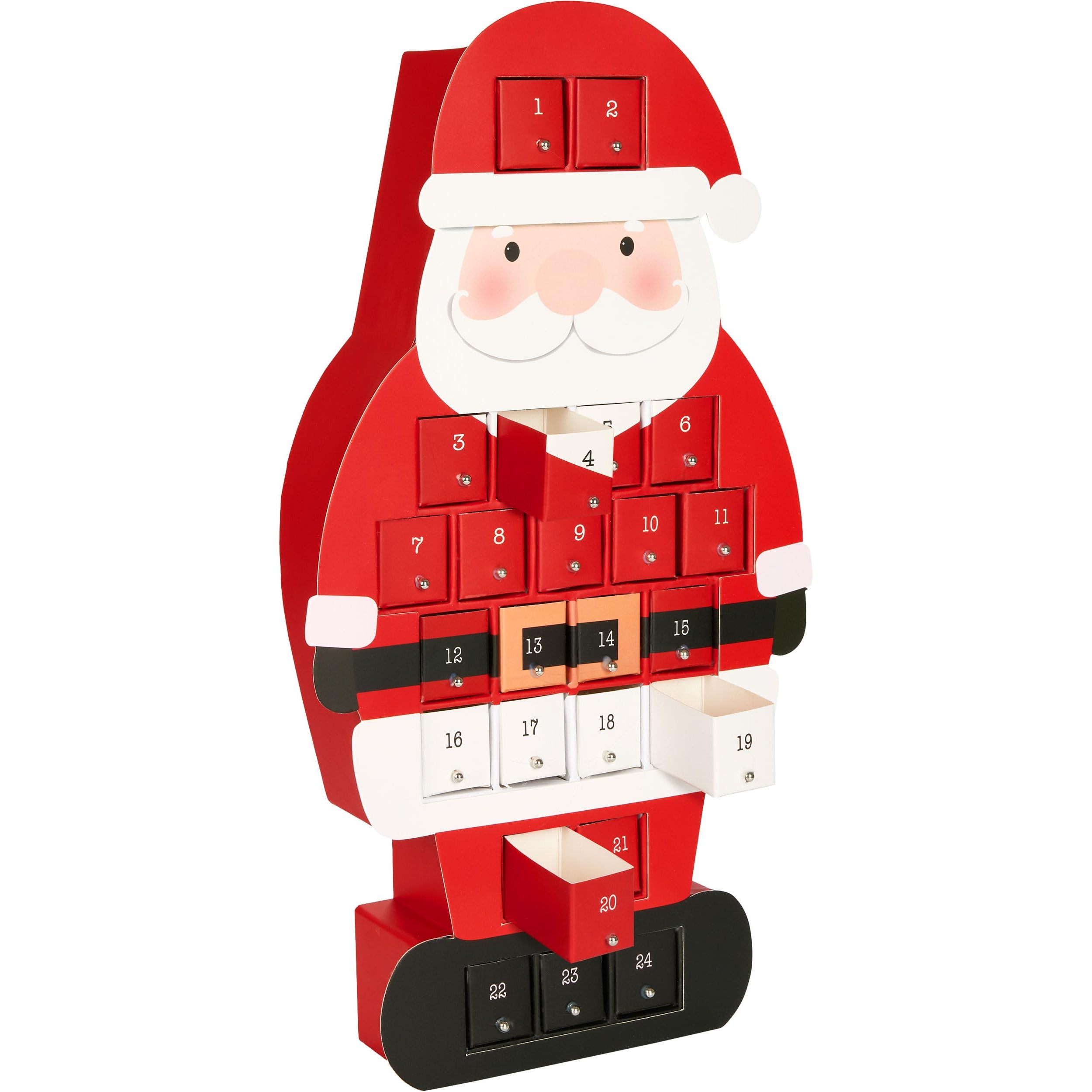 Image of Brubaker Advent Calendar To Fill 2026 - Santa Claus With 24 Little Doors For Vouchers, Sweets, And Other Surprises - Diy Christmas Calendar - 46 Cm Tall Made Of Cardboard - Red