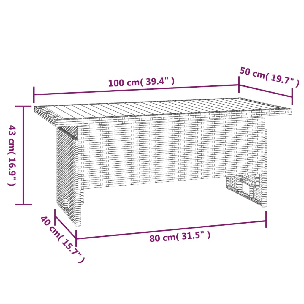 Image of 2-piece Garden Lounge Set, Garden Furniture Set With Cushions, Sofa Seating Group For , Height-adjustable Table, Lounge Furniture, Grey Poly Rattan