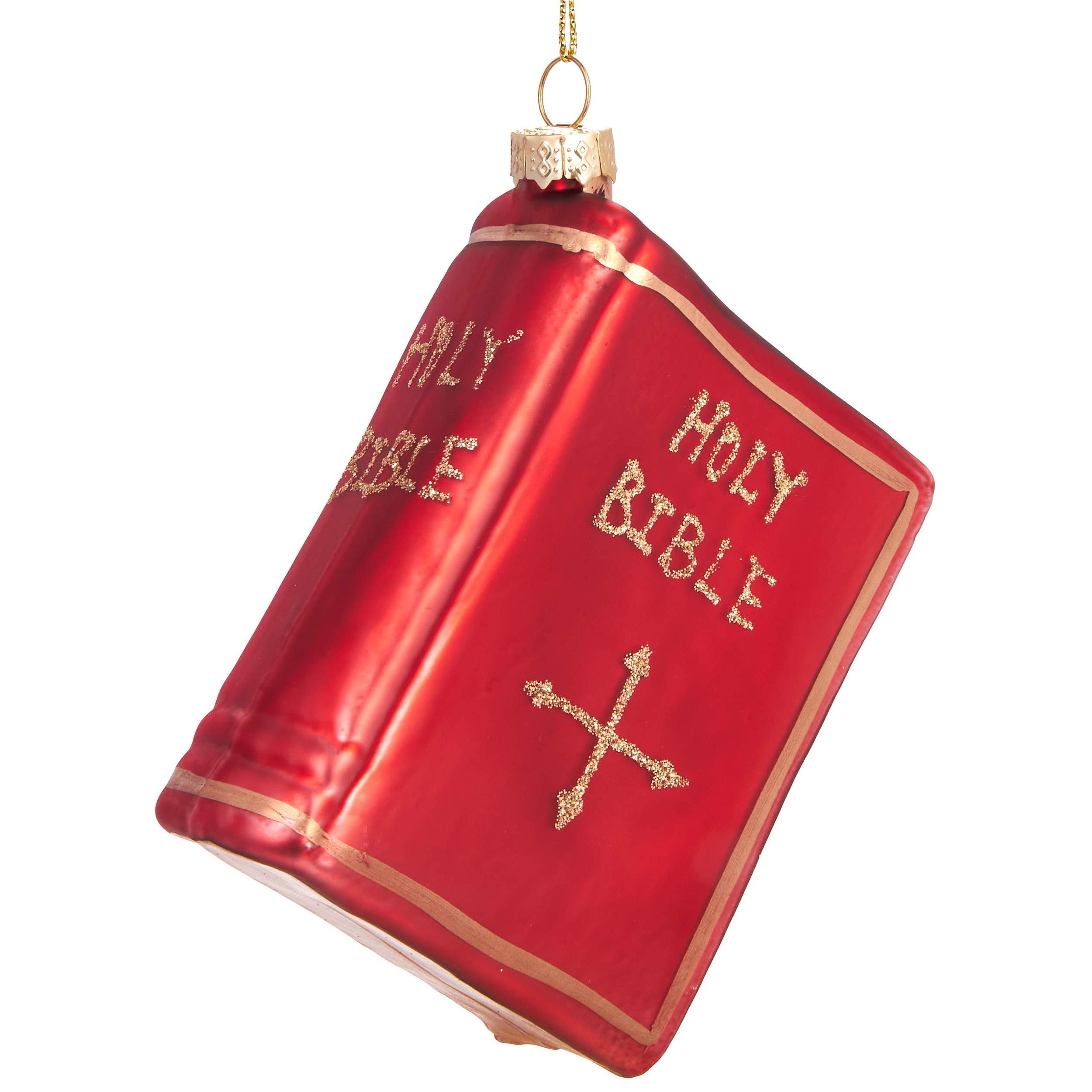Image of Brubaker Bible Red - Hand-painted Christmas Ball Made Of Glass - Mouth-blown Christmas Tree Decoration Figures Funny Decoration Pendant Tree Ball - 9 Cm