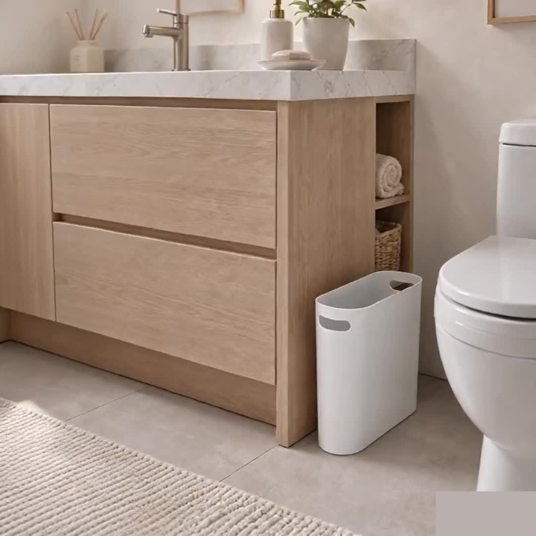2pcs Small Plastic Bathroom Bin for Laundry Room & Office