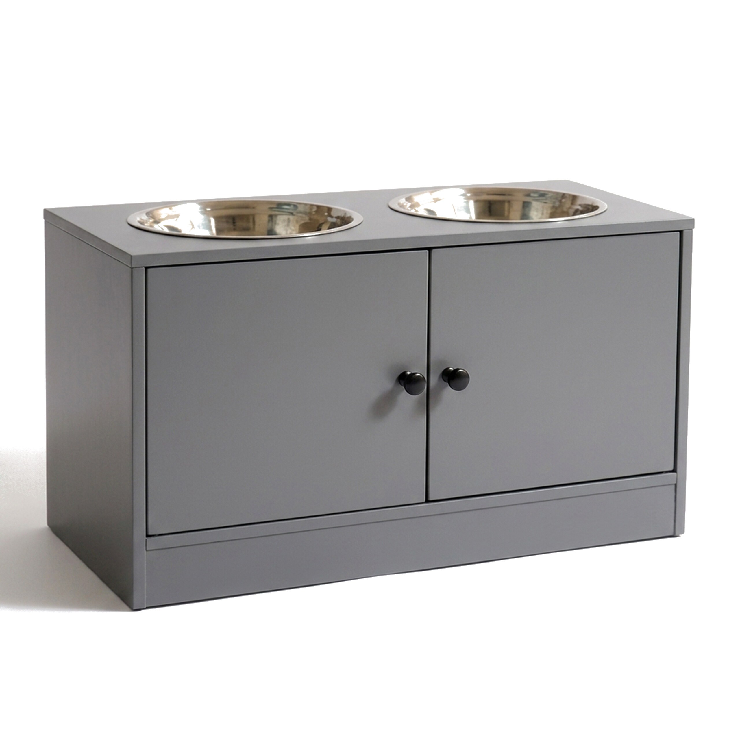 Grey Dog Food Station, Stylish Feeding Solution for Pets
