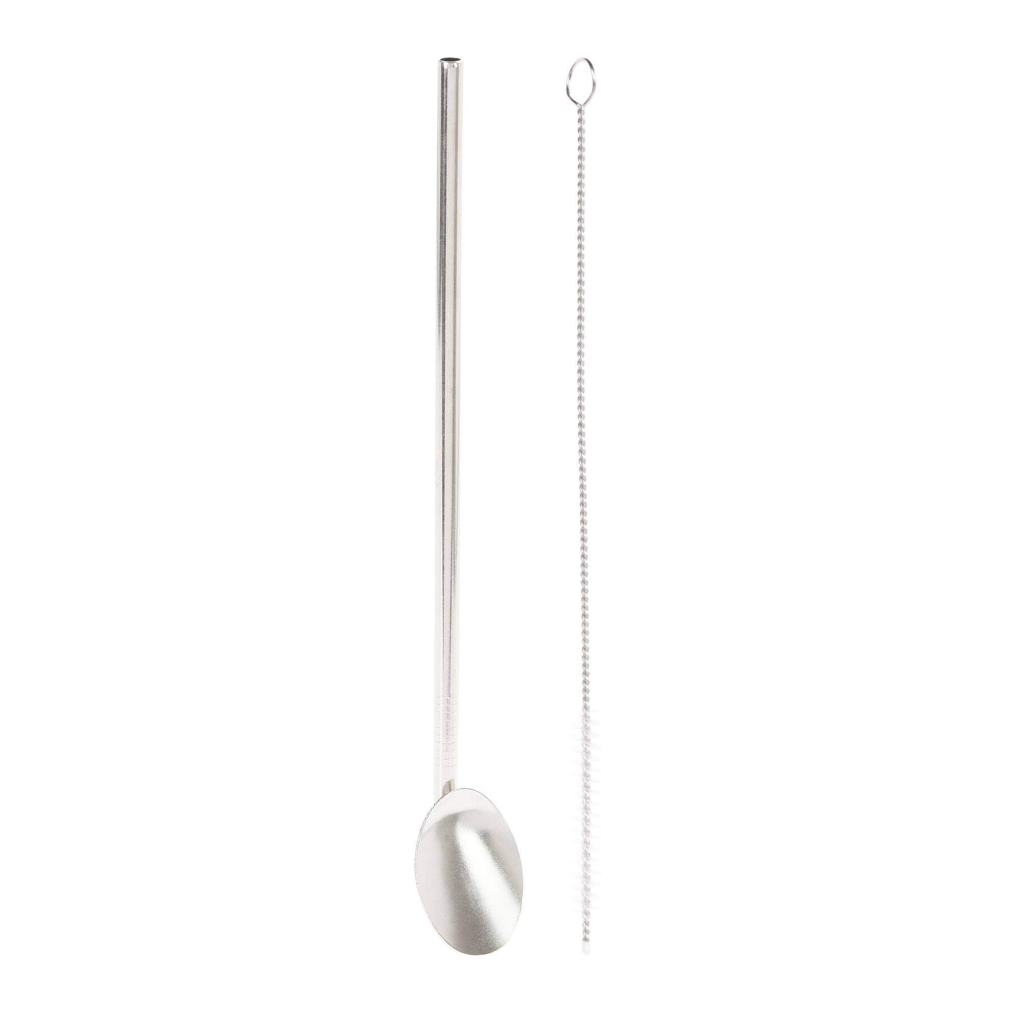 Image of Game Of 4 Straws H.21.5cm With Stainless Steel Spoon + Cleaning Brush