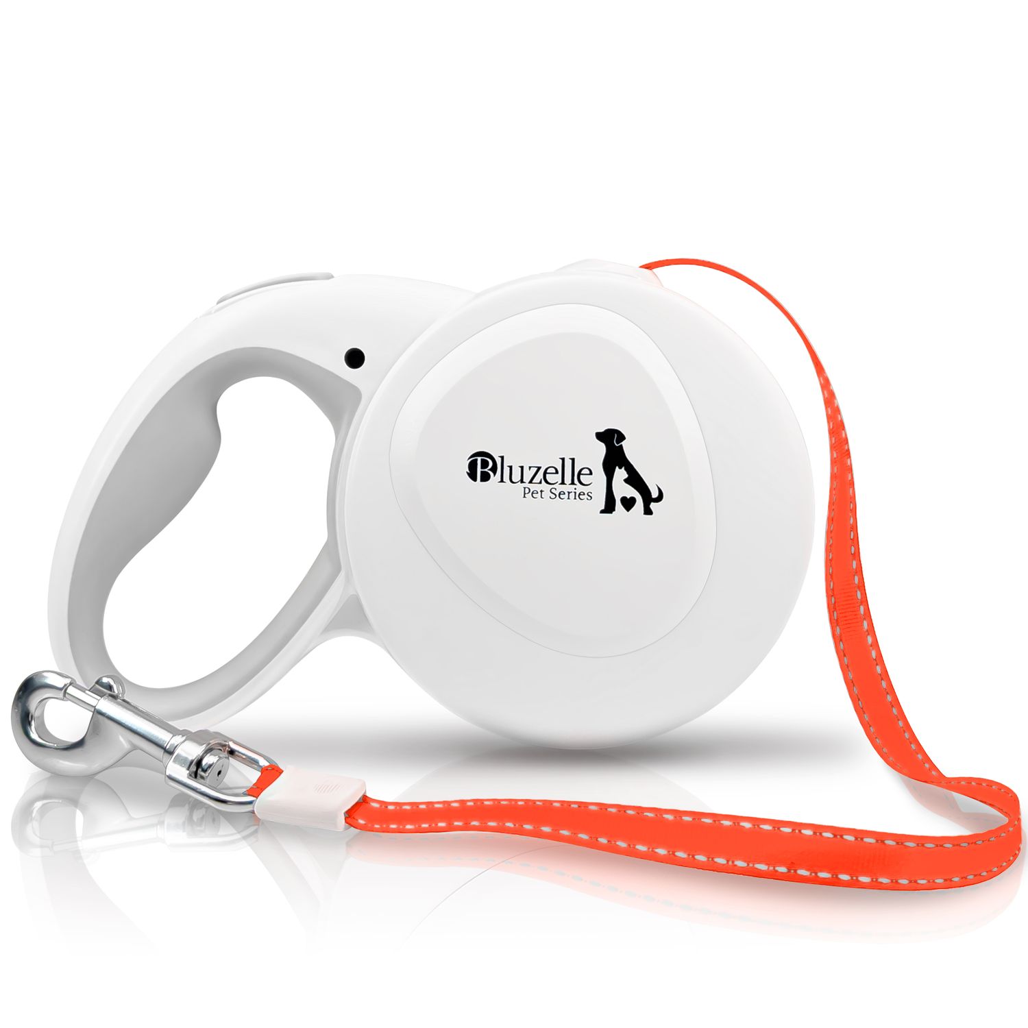 TEMU Bluzelle 8m Long Dog Leash For Dogs Up To 50kg, Flexible Retractable Leash Neon-orange Glowing Reflector Harness With 360° Metal Carabiner,