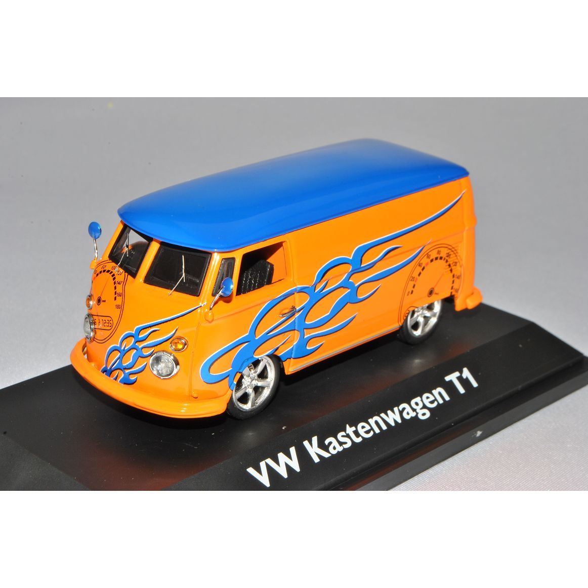 Image of Vw Van Transporter T1 Orange Blue Tuning 1/43 Schuco Model Car