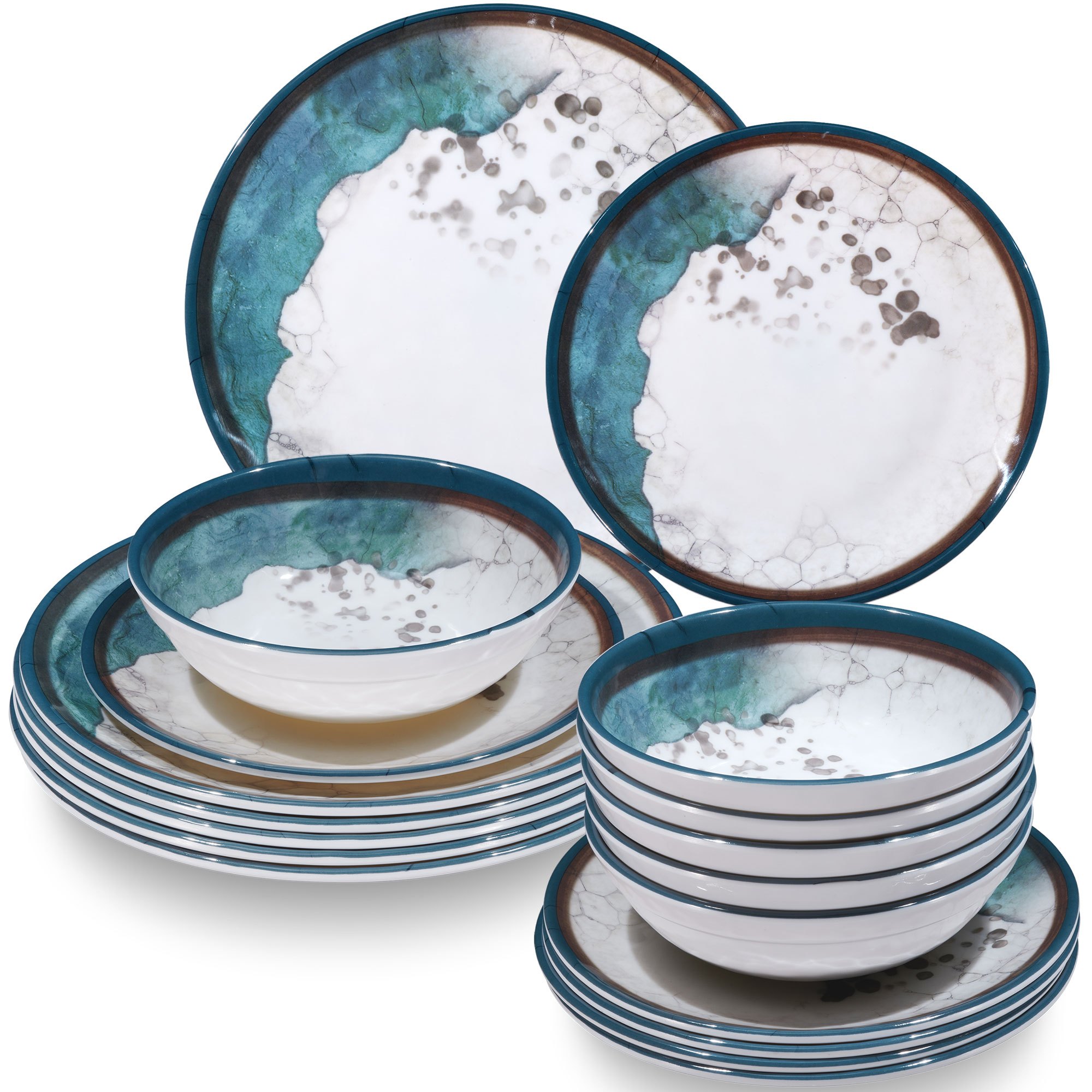 Image of Camping Dishware Lagune For 6 People - 18pcs - Dishwasher-safe Tableware Camping Accessories Camping Dishware Camping Festival Picnic Garden Party
