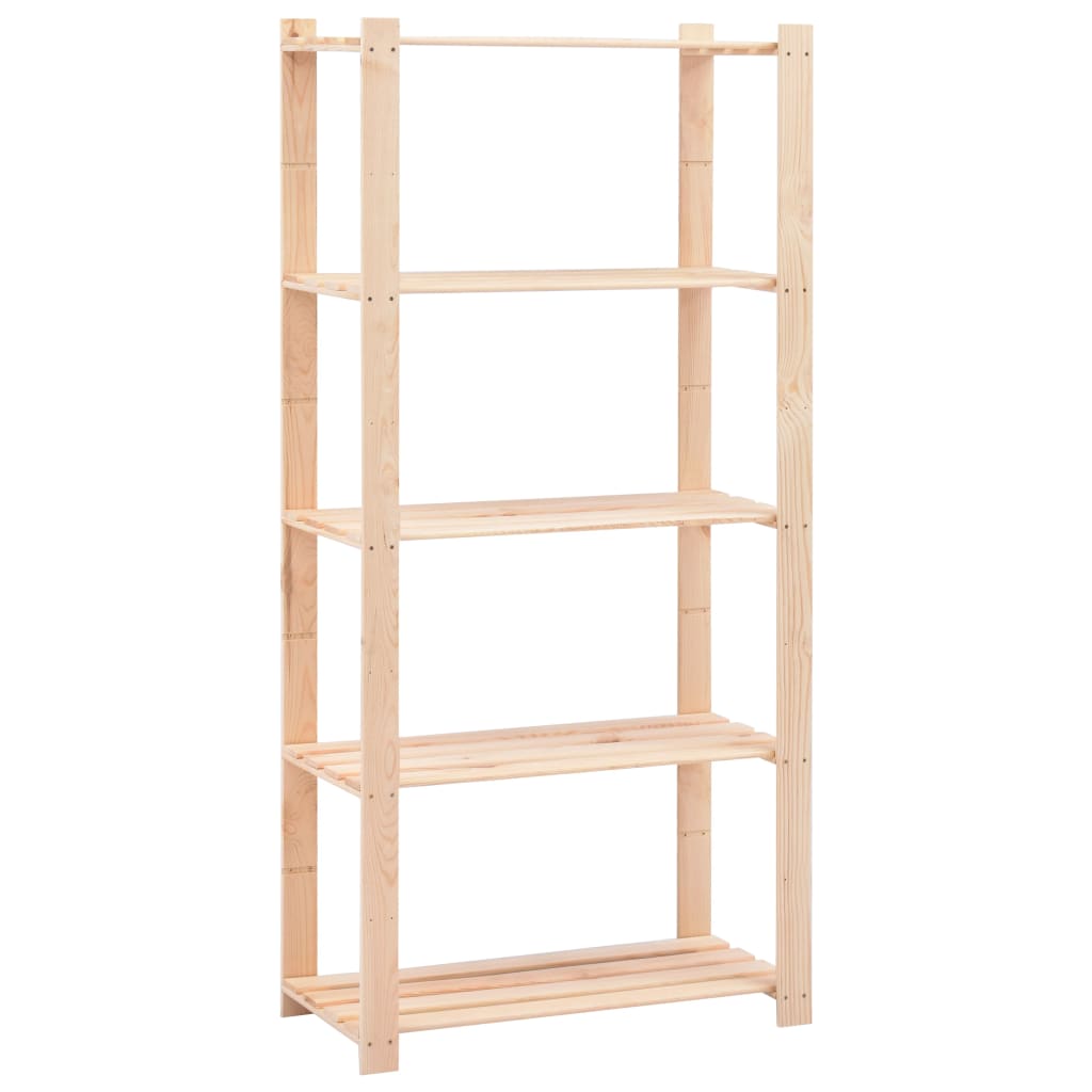 Vidaxl Solid Pine Storage Shelf 5 Shelves 250kg Basement Shelf Wooden Shelf Pegboard Shelf