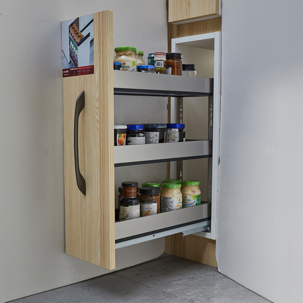 TEMU Three-tier Metal Shelf With Slide Rails, For Narrow Kitchen Cabinets, Pull-out Storage System Maximizes Space, Heavy-duty Metal Structure Stable