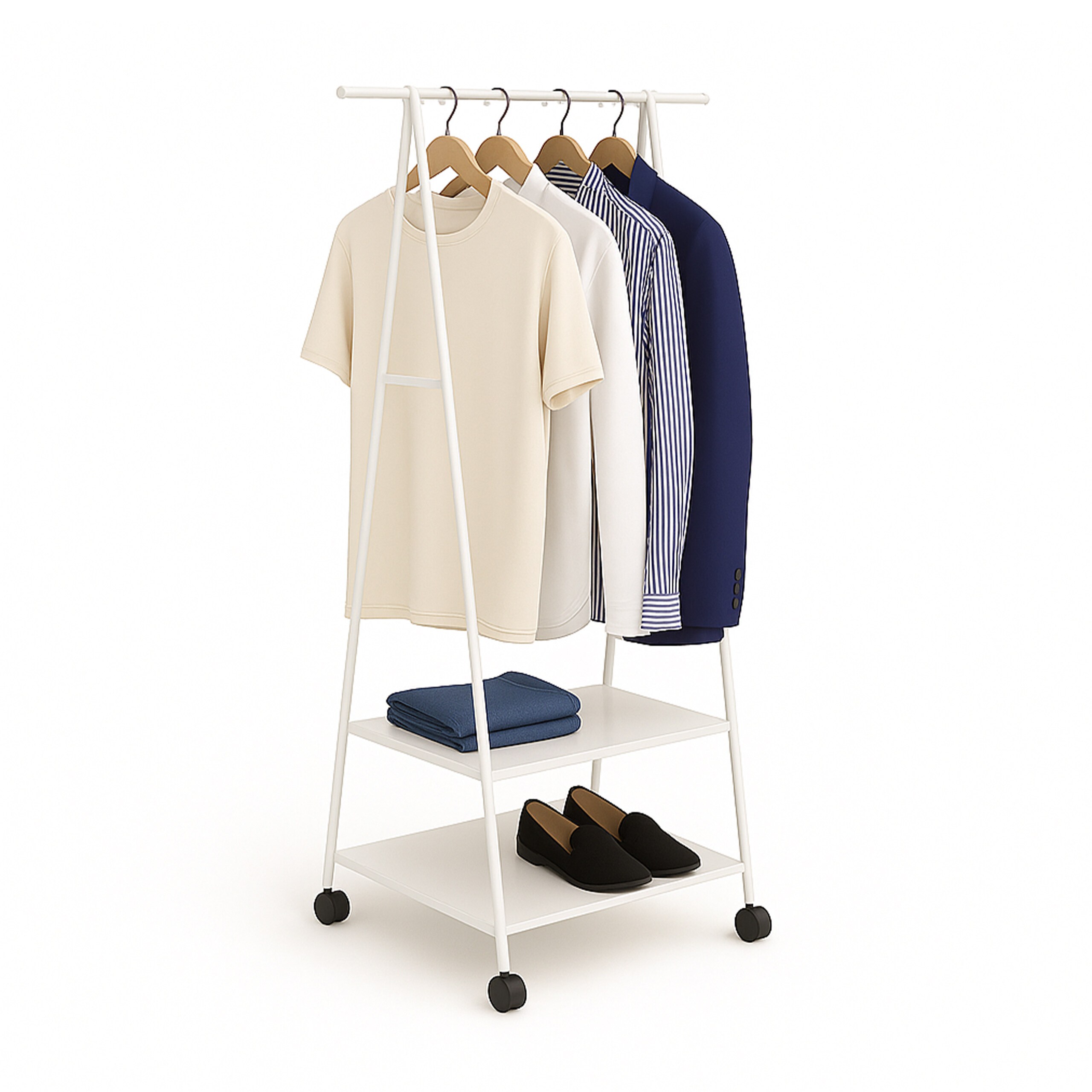 White Clothes Rack - (w)55 X (h)160 X (d)42 Cm