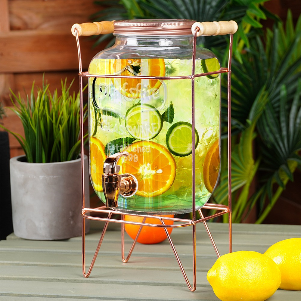 TEMU Pitcher Doré à Robinet et Support, 4,2 L
