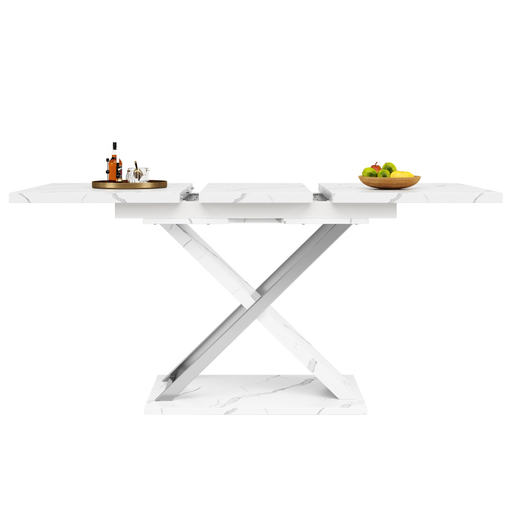 Dining Table Extendable Table (118-157×75cm), Kitchen-living Room Table, Extension Table, Extendable To 118-157cm With Of An Internal Insert Plate, Dining Table With Cross Legs.