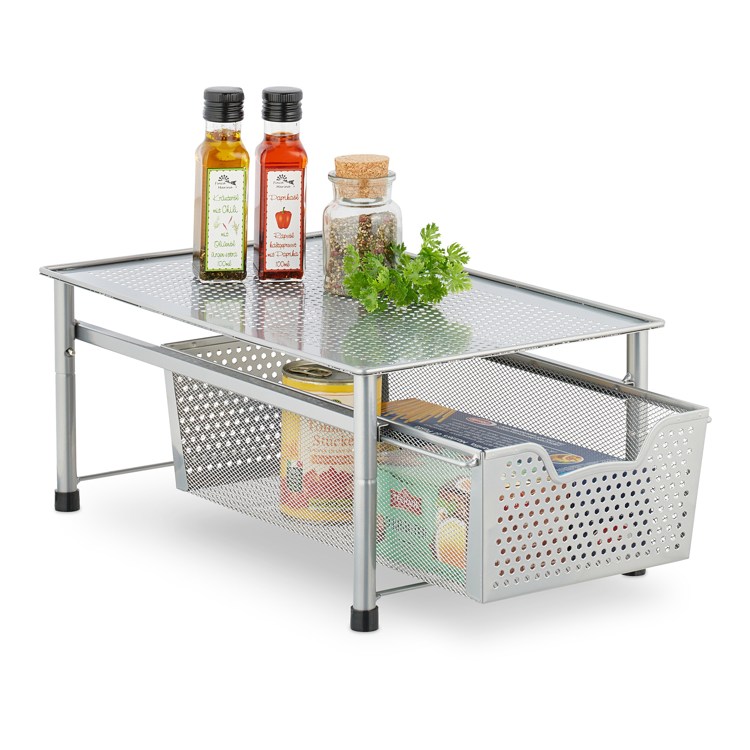 Silver Drawer Unit - (w)28 X (h)19 X (d)42.5 Cm