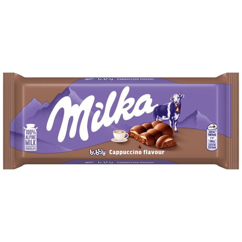 Image of Milka Bubbly Milk Chocolate With Milk Filling In Cappuccino Flavor 97g