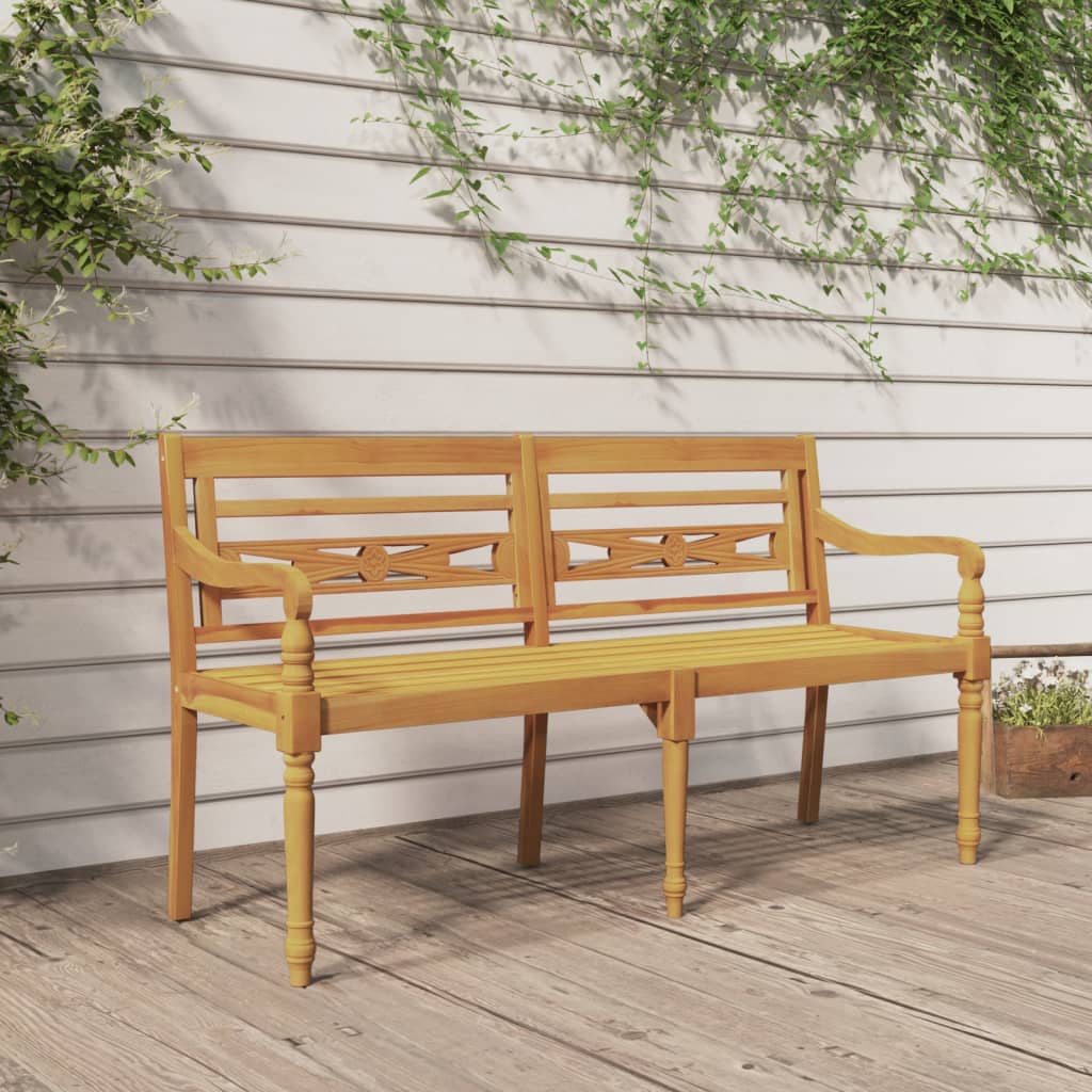 Image of Bench Garden Bench Park Bench Terrace Bench Wooden Bench Garden Furniture Balcony 150cm Solid Teak Wood