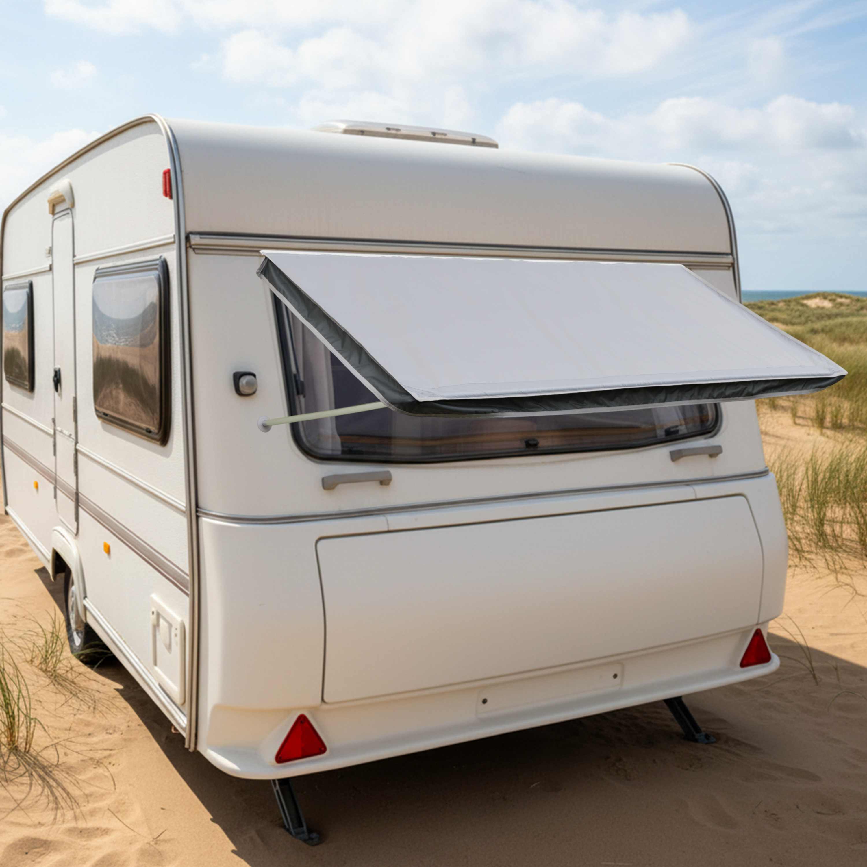 E-shop Fenster Markise Wohnmobil 180x75cm mit Keder und Saugnäpfen Sonnensegel Vordach Vorzelt Fenstermarkise Regenplane Sonnenschutz für Wohnwagen