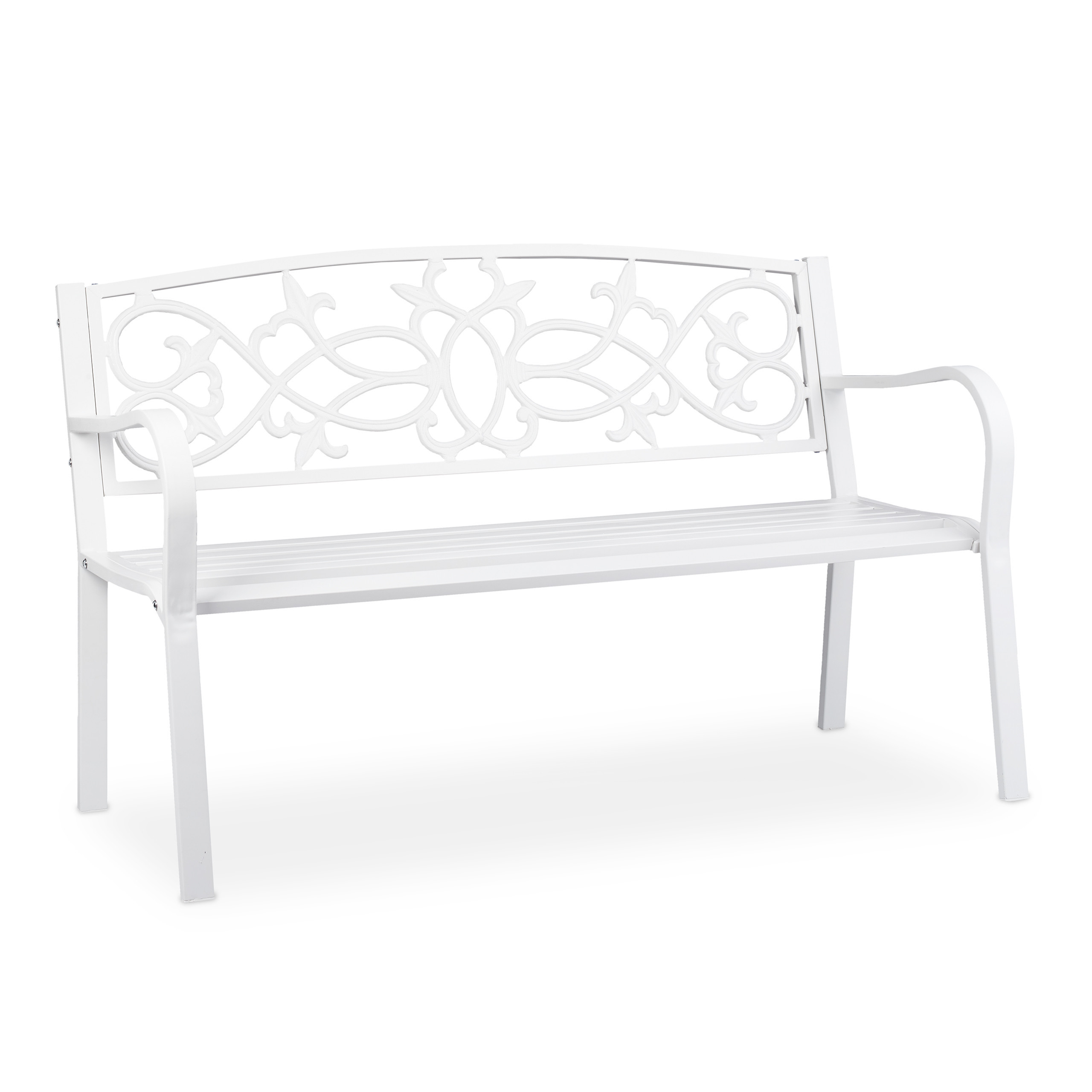 White Garden Bench - (w)124.5 X (h)78 X (d)58 Cm