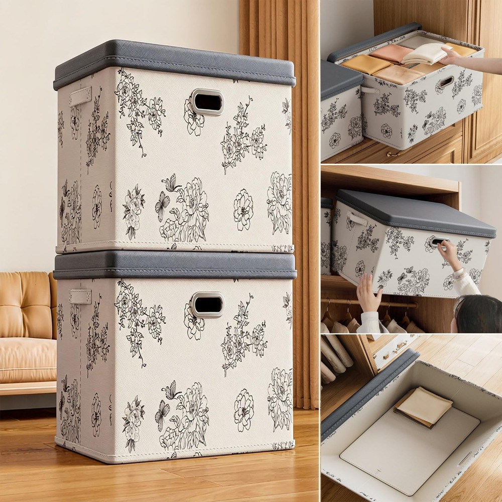Durable Design Storage Boxes with Wooden Boards