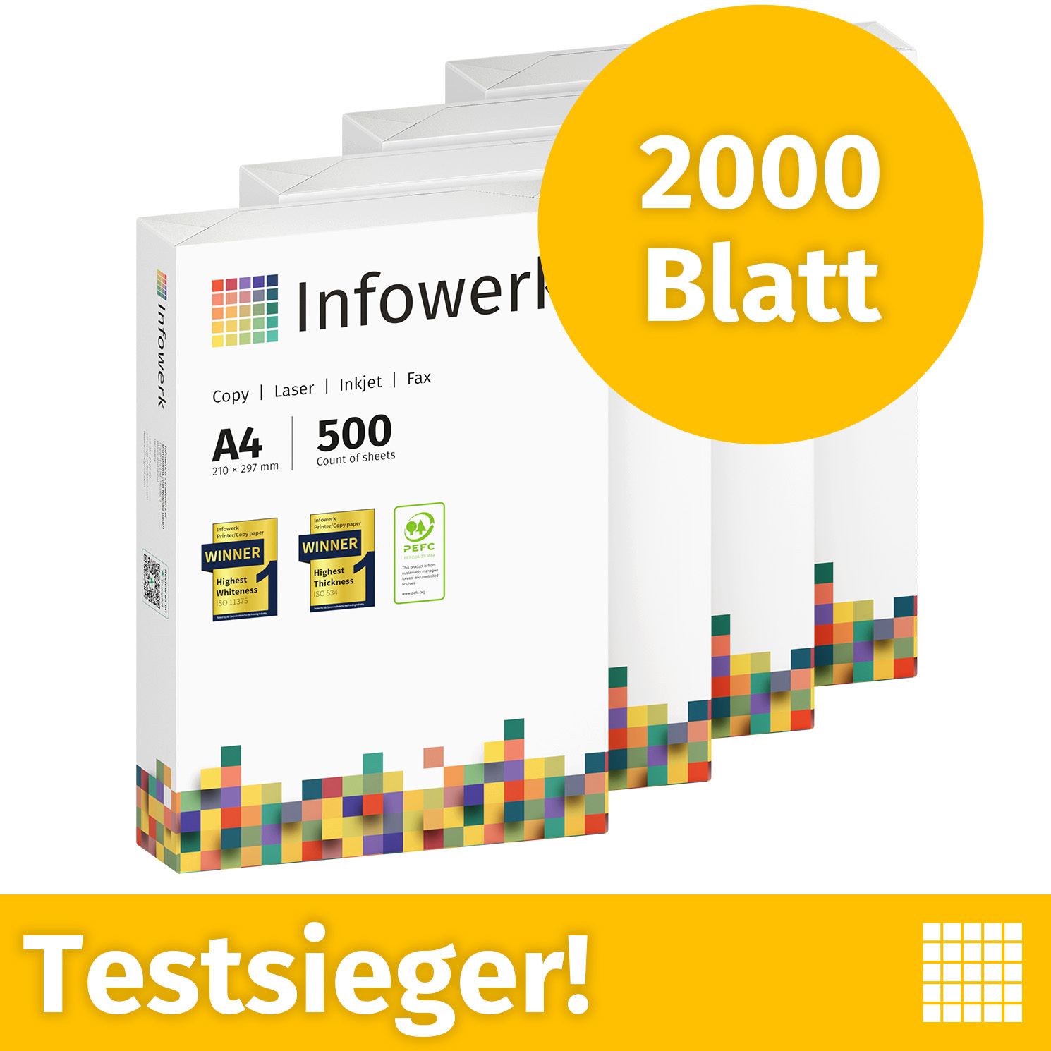 TEMU Druckerpapier 2000 Blatt 4 x 500 A4 80g Premium Weiß zertifiziert