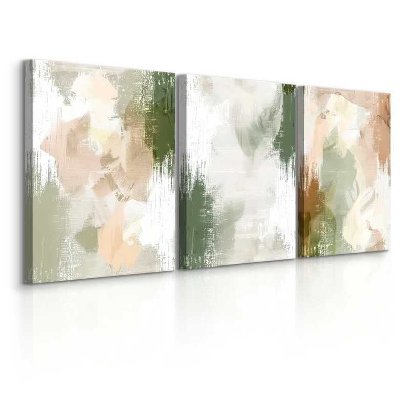 Image of Set Of 3 Canvas Wall Art, Concrete Abstract Boho Style, Wooden Frame, For Living Room, Bedroom, Wall Decoration