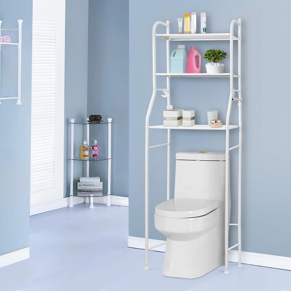 E-shop 3-Layer-Toiletten-Aufbewahrung, Edelstahl Badezimmer Organizer, rostdichtes Regal, Platzsparende Ständer für Toilettenartikel & Gewebe