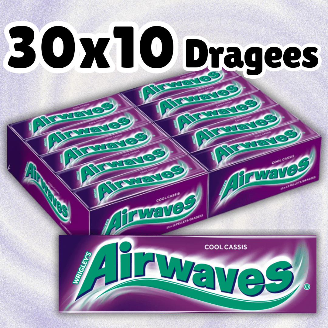 Image of 30x Airwaves Sugar-free Gum Cool Blackcurrant – Blackcurrant Menthol Gum, 10 Dragees Per Pack