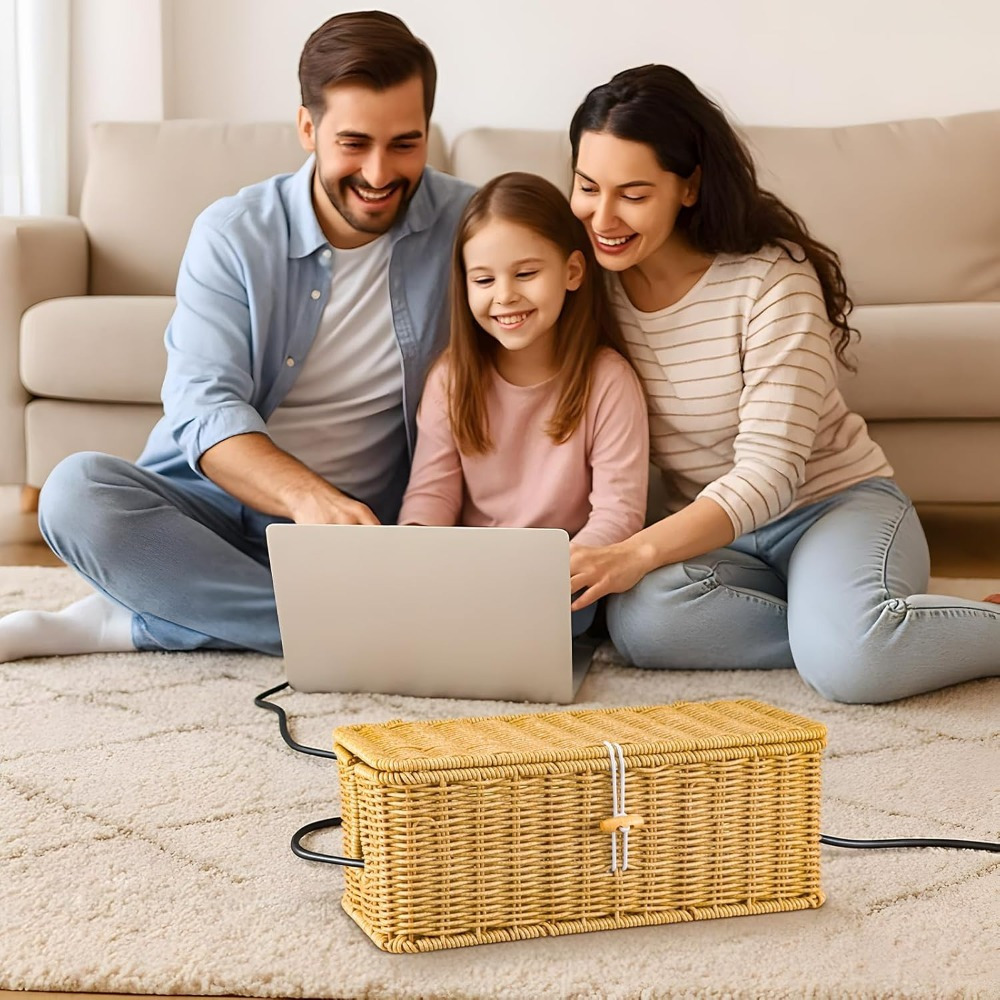 2pc Under Desk Cable Organizer Box for Home Office