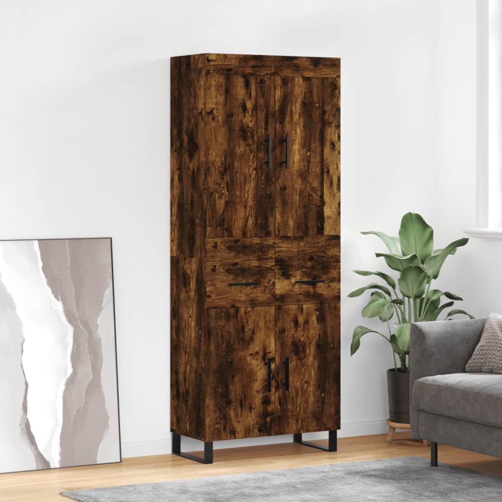 Image of Vidaxl , Sideboard With Storage Space, Dresser Cabinet For Living Room, Sideboard Side Cabinet With Metal Legs, Modern, Smoked Oak Wood Material