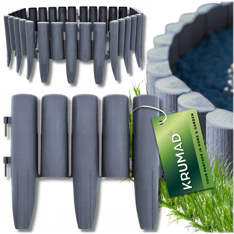 TEMU BORDURA DA GIARDINO 280 X 24 CM KRUMAD, PALIZZATA IN PLASTICA PER PRATO, BORDO DECORATIVO DA INSERIRE NEL PER AIUOLE, SENTIERI E AREE ,