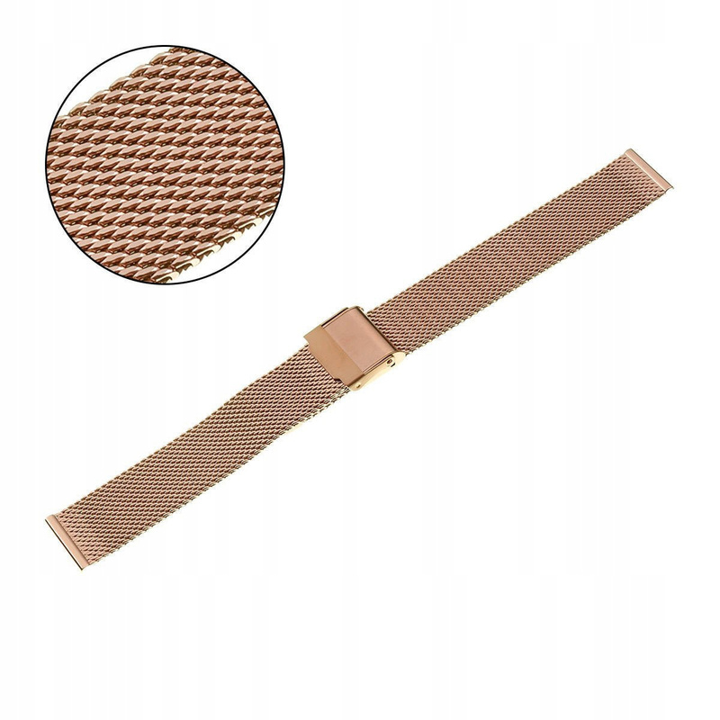 Elegant Rosegold 20mm Stainless Steel Mesh Watch Band - PVD Coated, Adjustable Clasp for Comfortable Wear, Includes 2 Spring Bars for Effortless Attachment - Personalize Your Timepiece