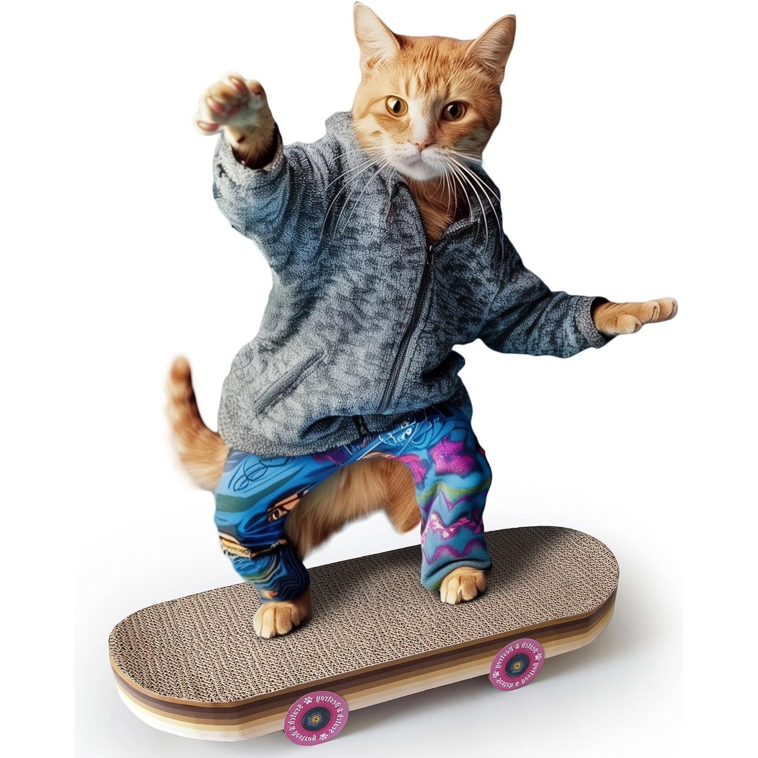 Suck Uk | Cat Scratcher Skateboard | Cat Scratching Board | Cardboard Cat Scratchers | Funny Cat Gifts | Kitten Accessories & Cat Accessories For Indoor Cats | Cat Furniture | Cat Cardboard Scratcher