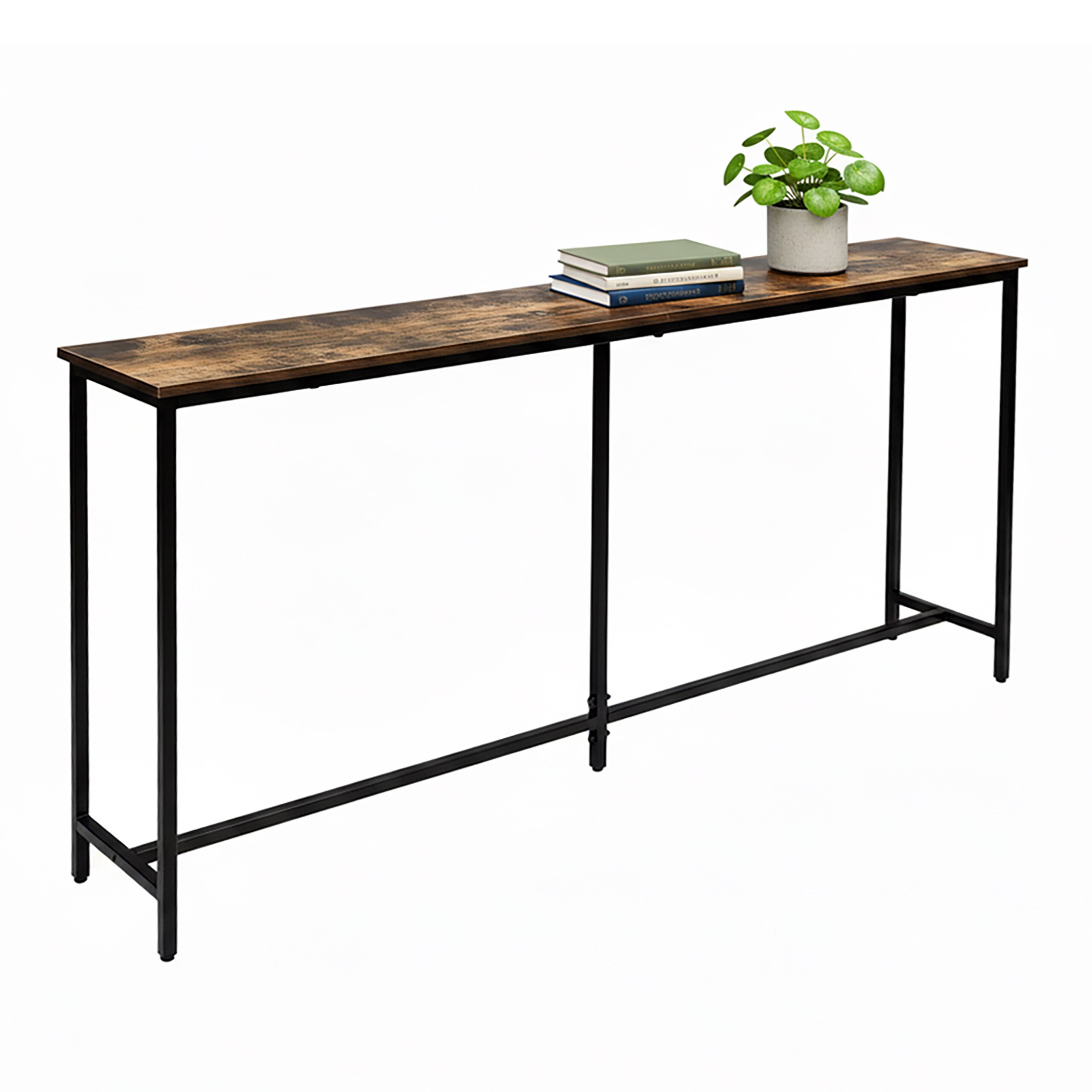 Console Table In Brown/ Black - (w)160 X (h)80.5 X (d)20 Cm