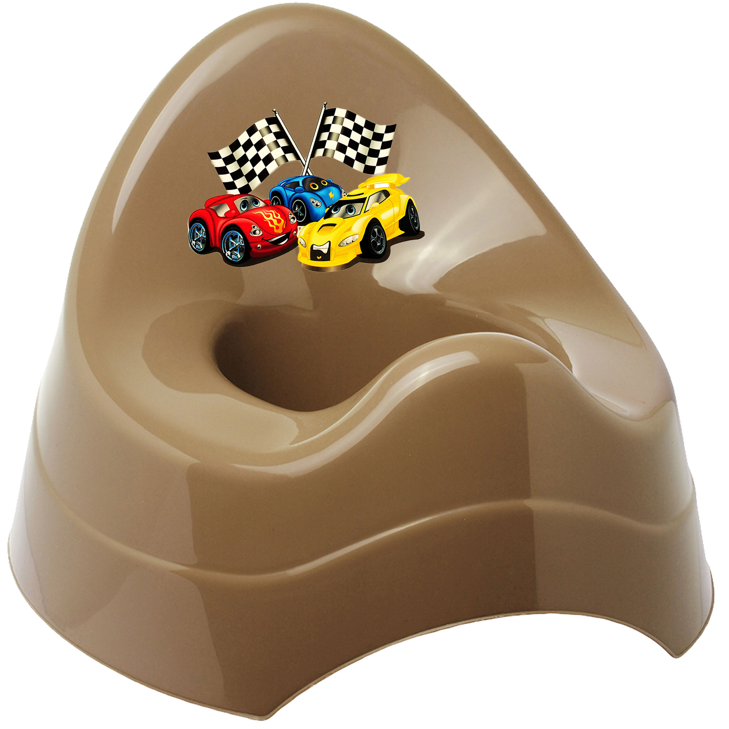 Image of Potty / Night Pot / Baby Pot - Brown - Dark Brown _ Car - Race Car _ Bieco - With Large Backrest + Splash Guard - Baby Potty / Child Potty / Training Potty