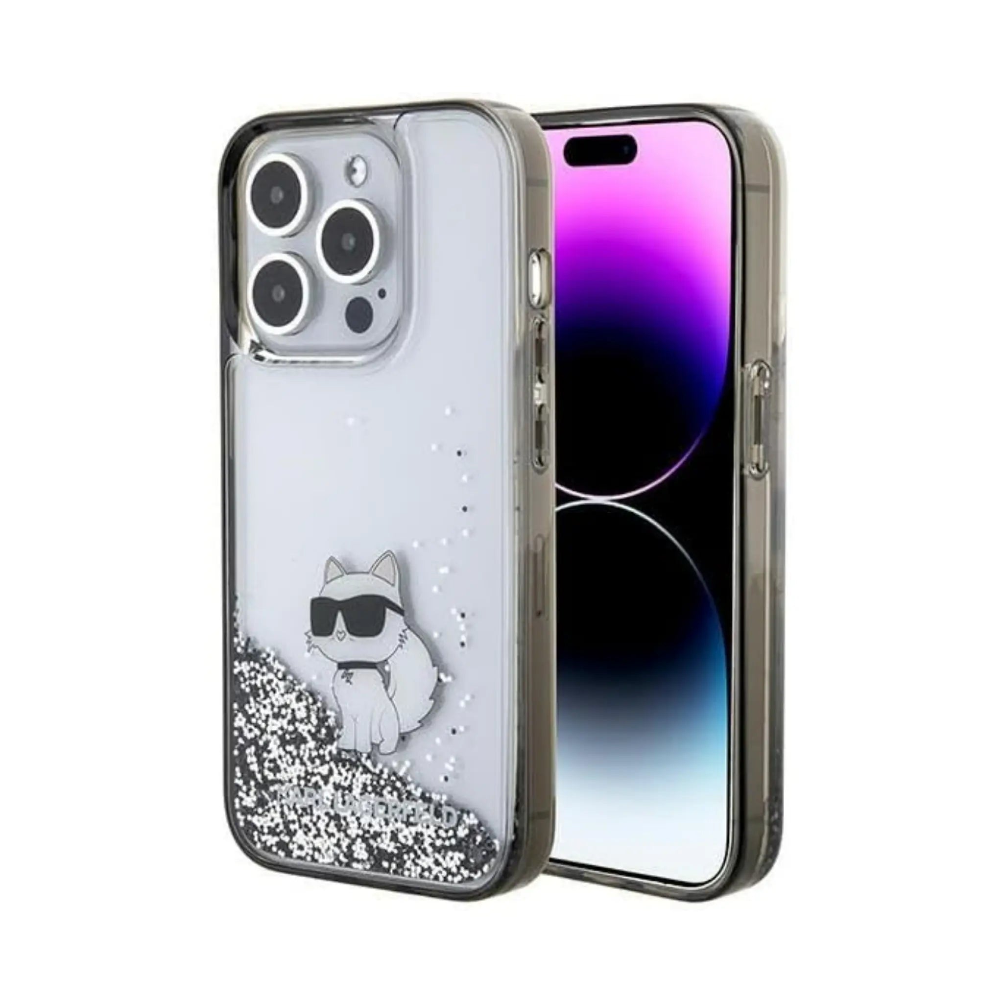 Karl Lagerfeld Liquid Glitter Choupette Case | Perfect Fit Protective Cover for Apple iPhone 15 Pro | Stylish Case with Sparkling Liquid Glitter and Iconic Choupette Design | Durable Premium Case for Optimal Scratch and Shock Protection | Exclusive Cover for Trend-Conscious Users | Transparent