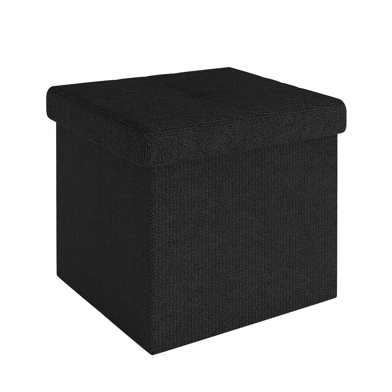 Image of Intirilife Folding Stool 30x30x30 Cm Seat Cube With Lid And Storage Of Fabric With Compartments - Seat Cube Footrest Foldable Storage Box Chest Stool