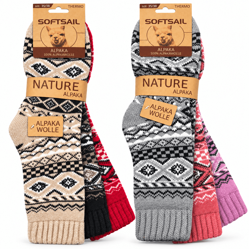 Image of 3/6/9 Pairs Of Alpaca Socks For Women 95% Alpaca Wool – Warm Thermal Socks Winter Socks – Sizes 35-38 & 39-42 Random Color