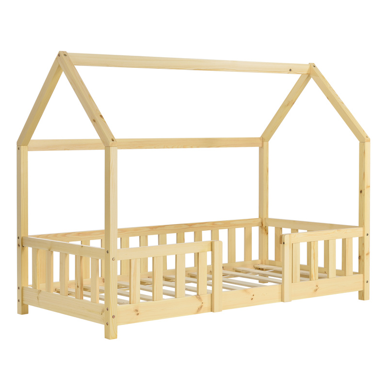TEMU Lit d'Enfant en Bois de Pin avec Protection Anti-Chute - Design Maison