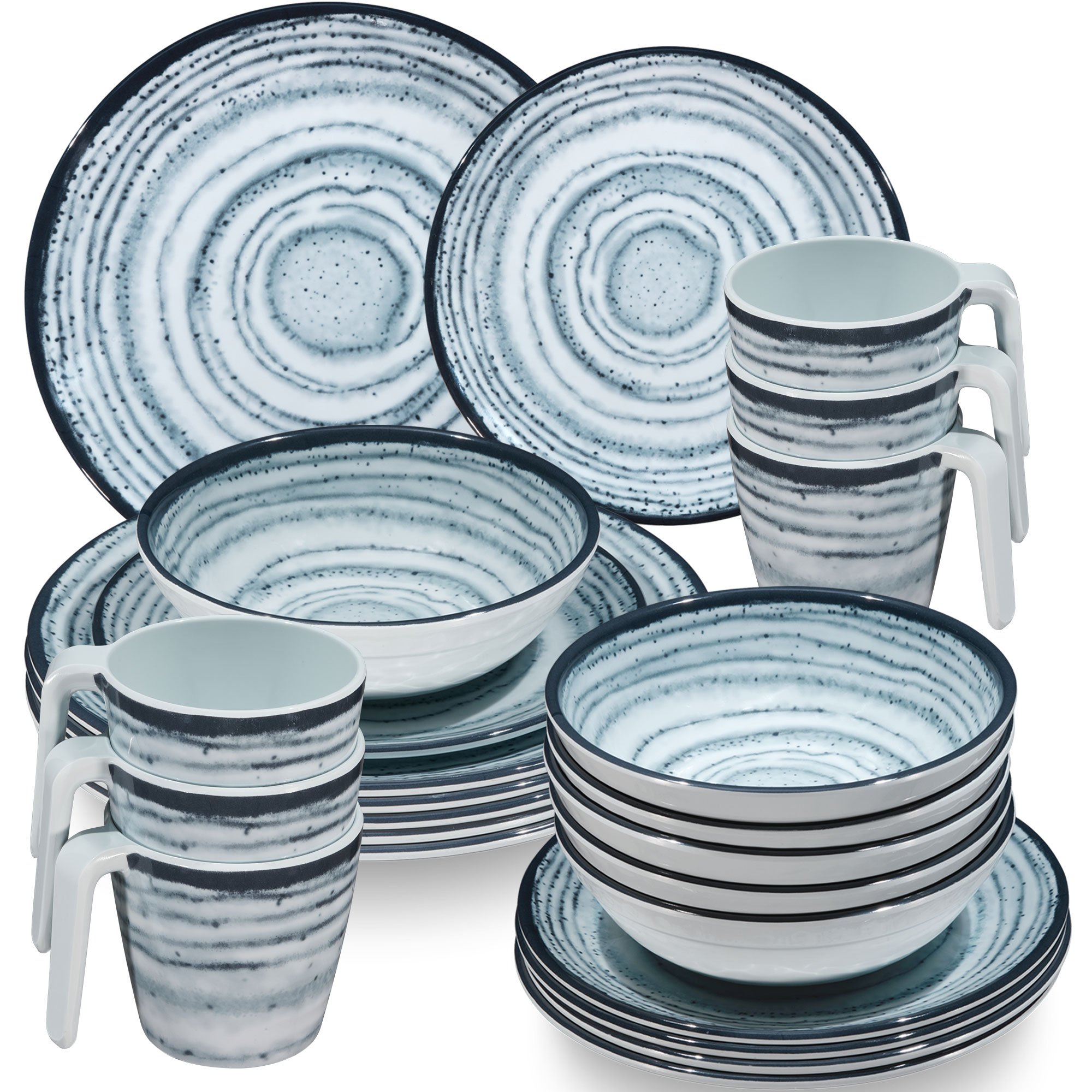 Image of Camping Tableware For 6 People - 24 Pieces - Dishwasher Safe Dinnerware, Camping Accessories, Camping, Festival, Picnic, Garden Party